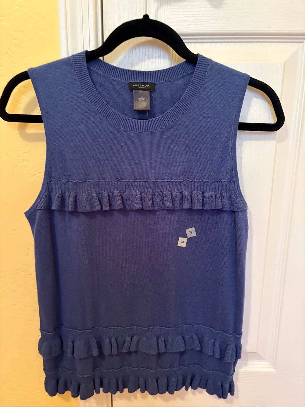 Ann Taylor Sleeveless Ruffle Knit Top in Periwinkle NWT 6P